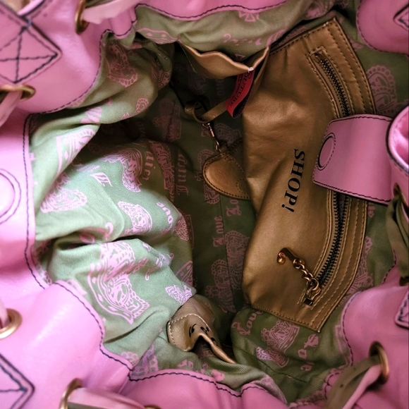 SOLD Juicy Couture Velour Sage Green and Baby Pink Daydreamer Bag - Picture 4 of 13